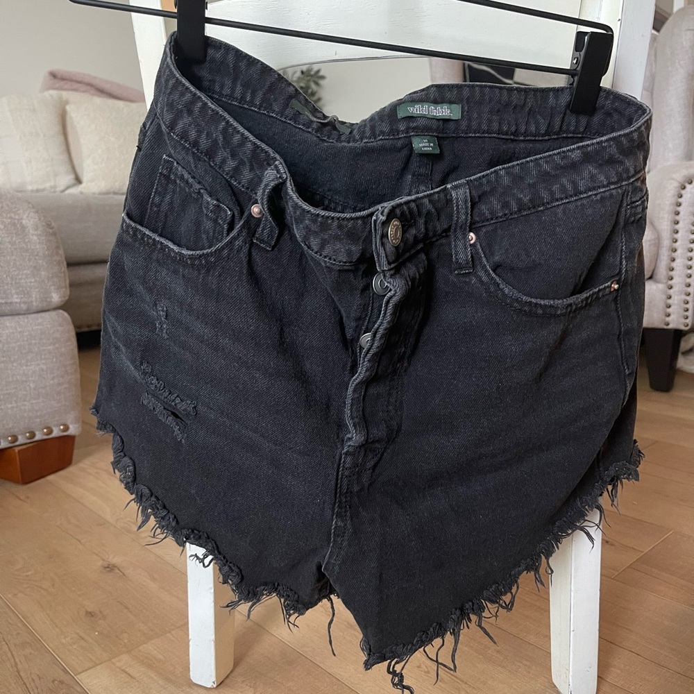 Wild fable, distressed black jeans shorts, size 10